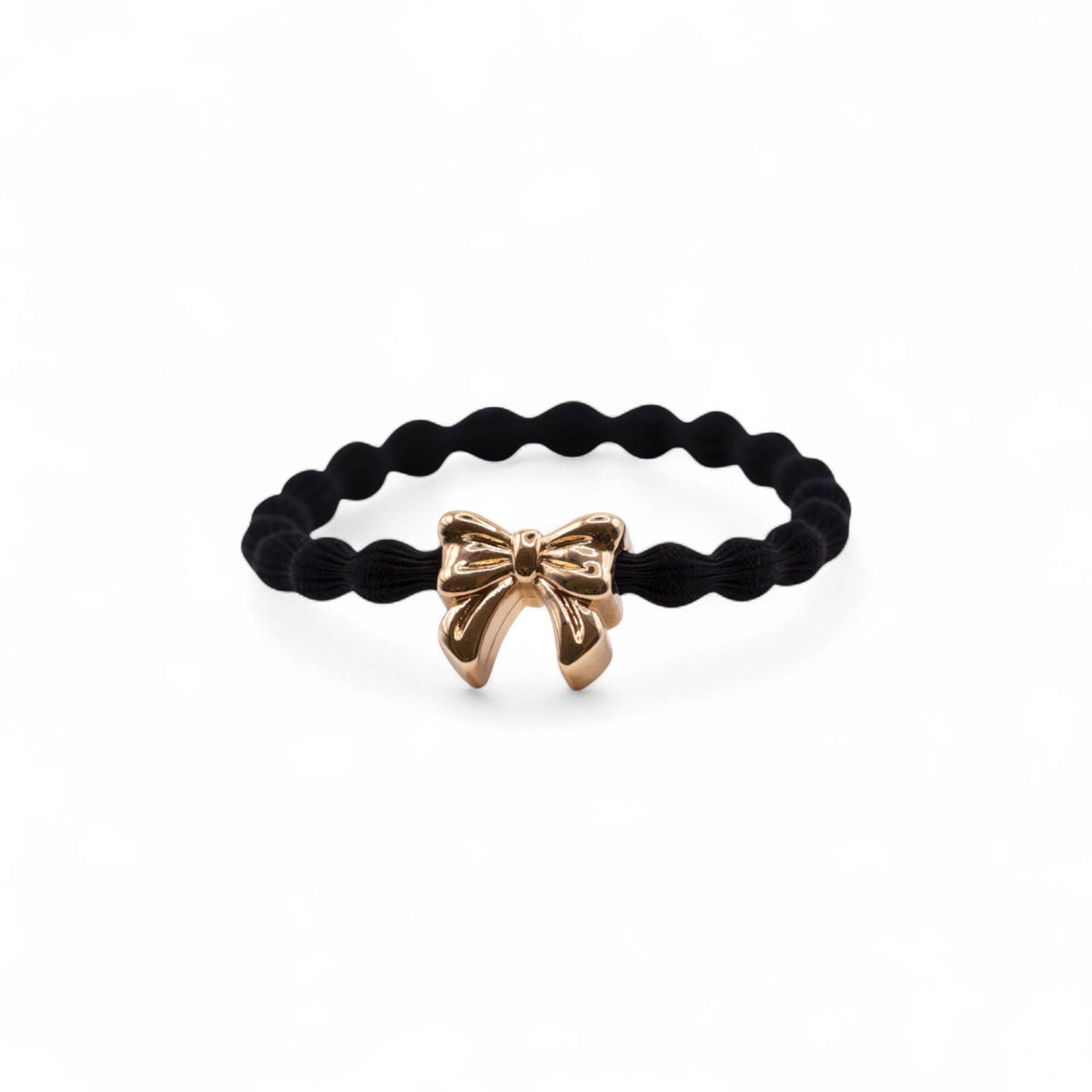 Wave Hair Tie with Gold Bow Charm (Various Colours): Hot Pink