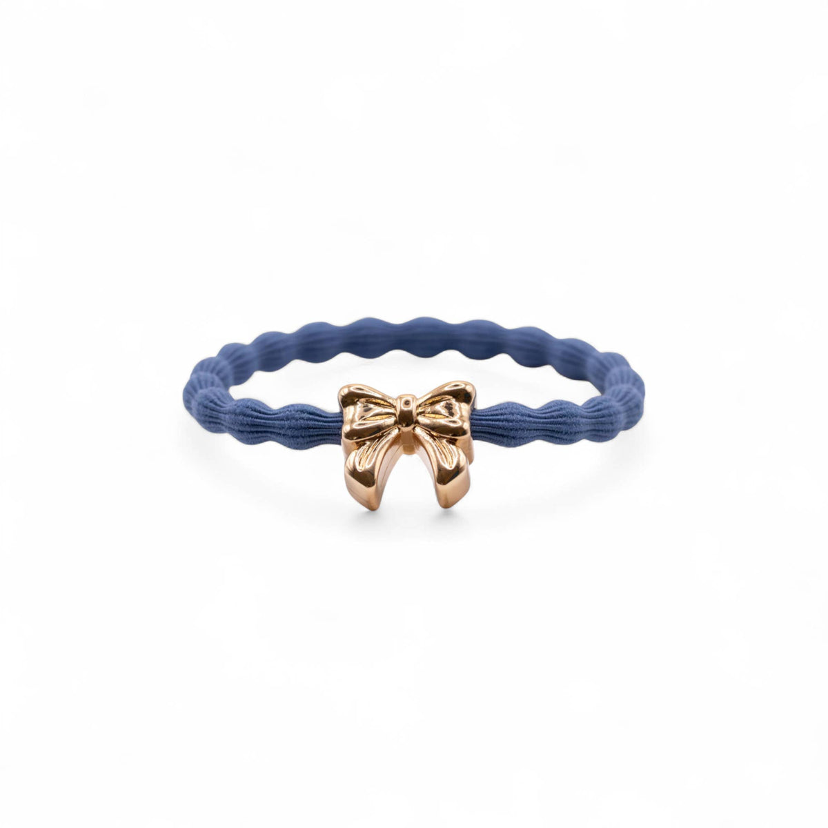 Wave Hair Tie with Gold Bow Charm (Various Colours): Hot Pink