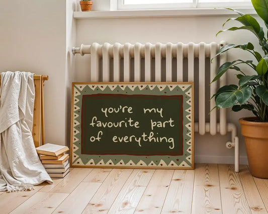 Mid Century Modern Quote Wall Art You're My Favourite: A4
