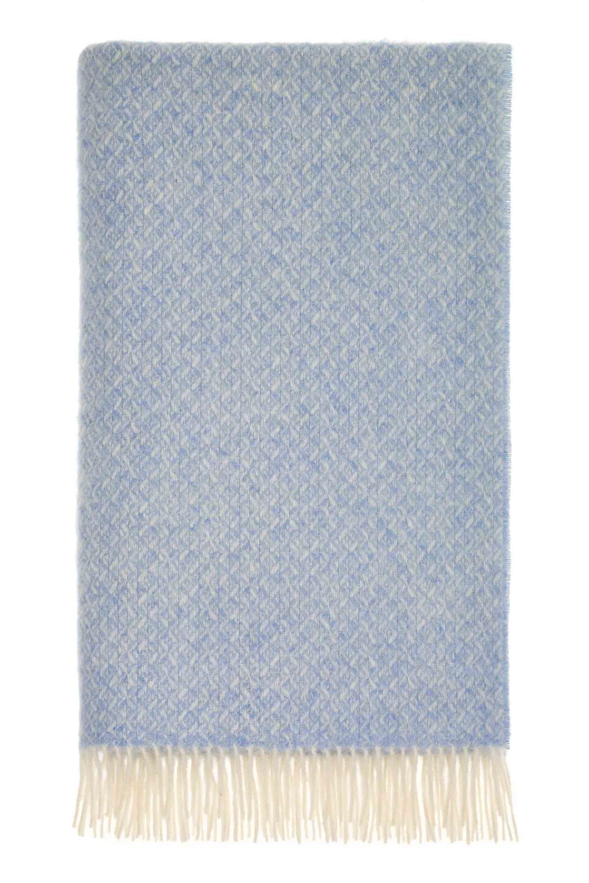 Spiral British Wool Throw: Sky Blue