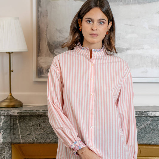 Lila Striped Shirt with Liberty Print - Pink