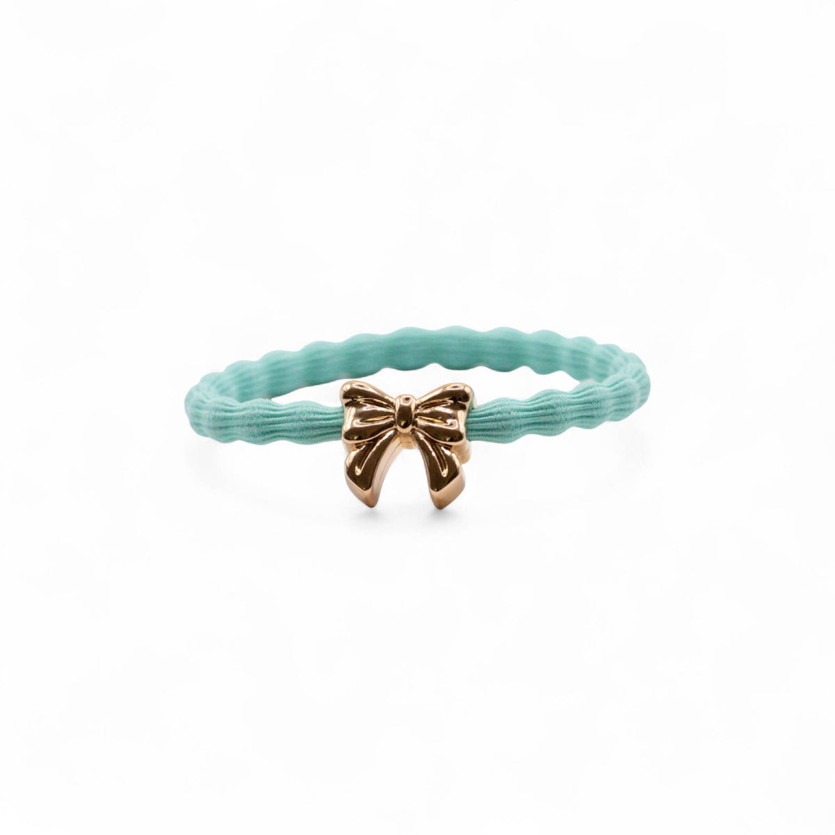Wave Hair Tie with Gold Bow Charm (Various Colours): Hot Pink