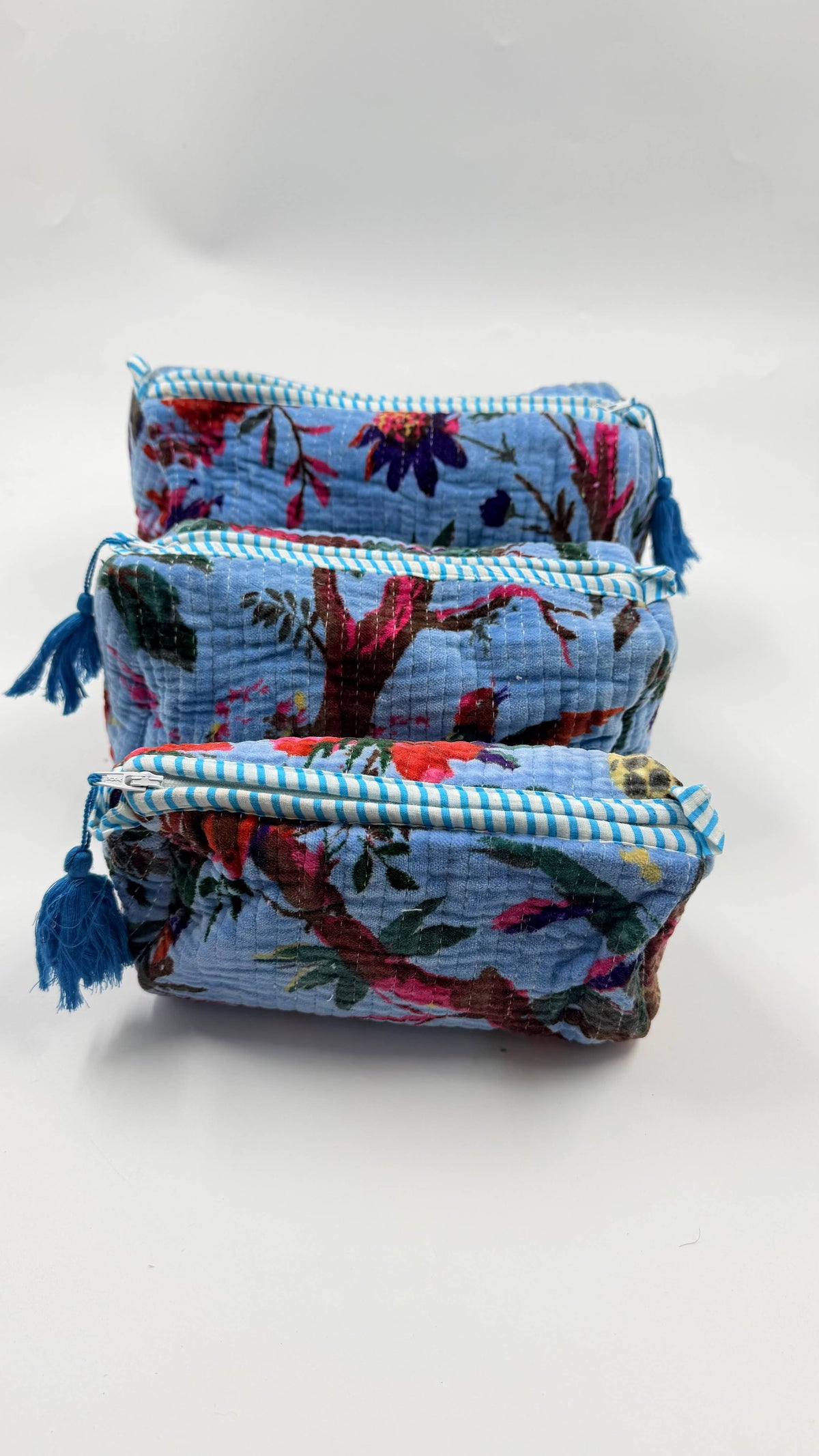 100% Cotton Quilted Washbag Velvet - - 3 sizes available