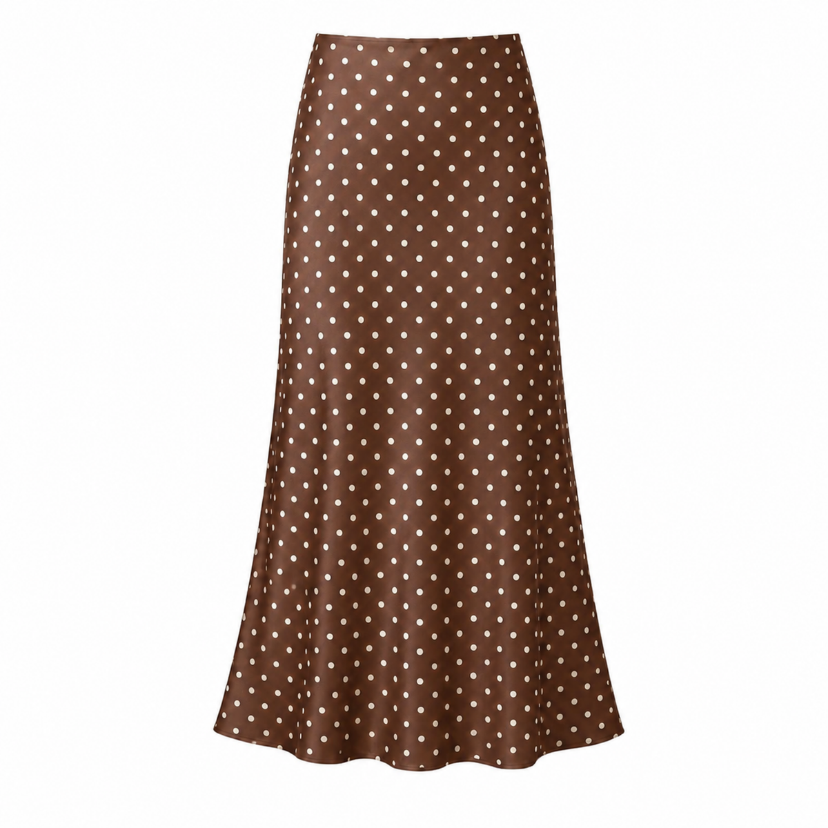 Satin Slip Skirt in Brown Polka Dot: Large