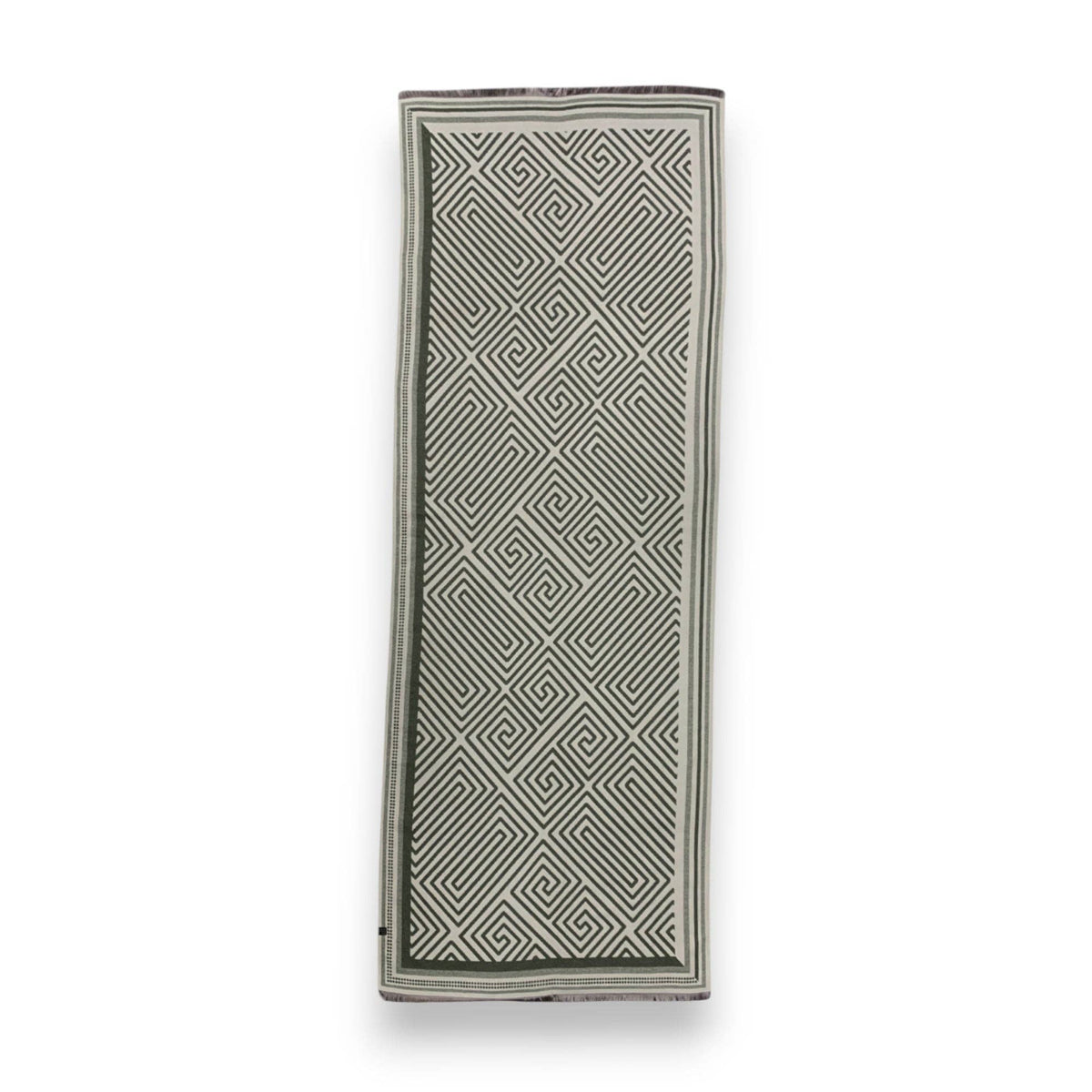 Geometric Print Cashmere Blend Scarf: Khaki
