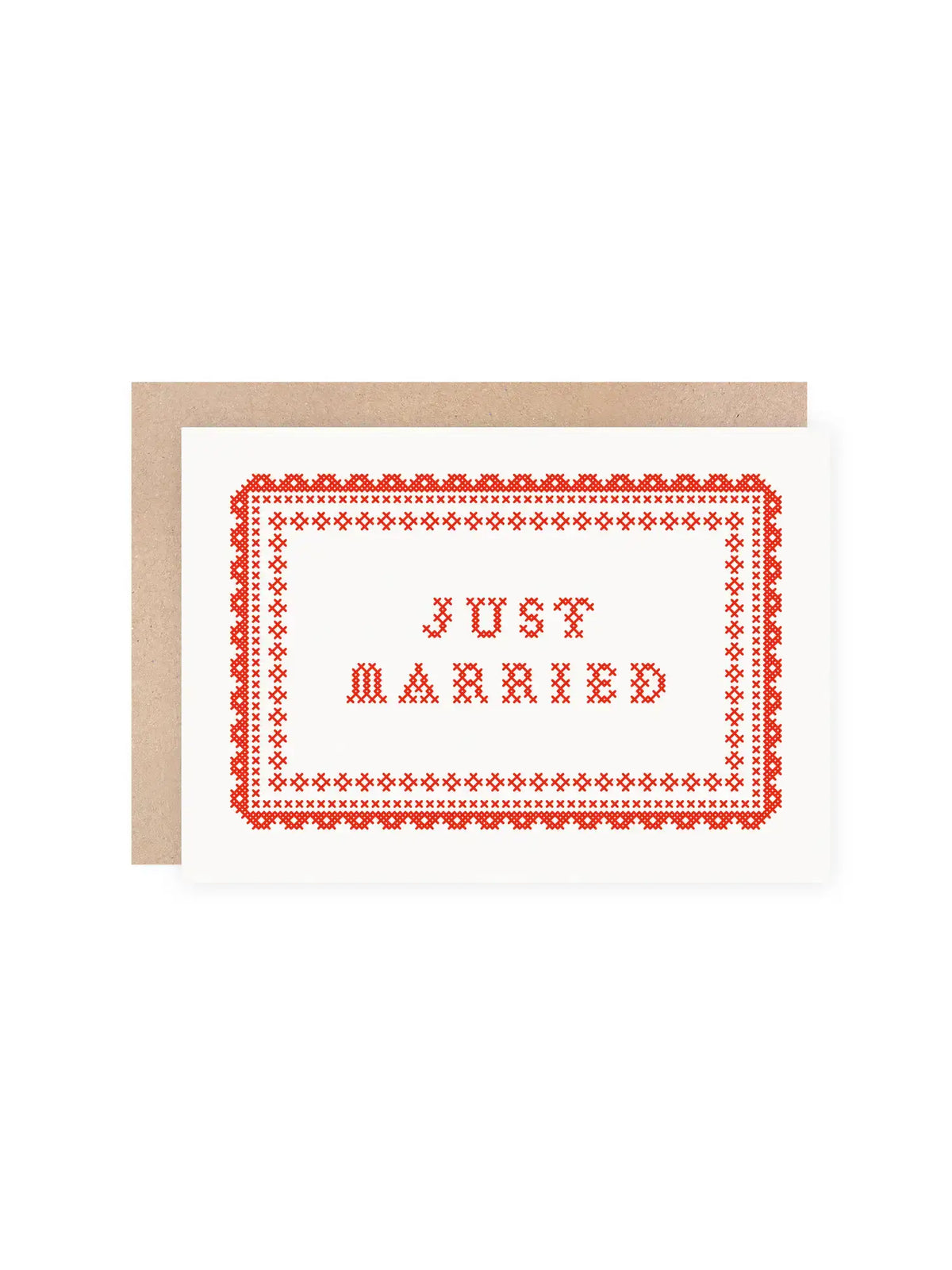 Just Married Wedding Card | Cross Stitch | Screen Print Art: No (Naked)