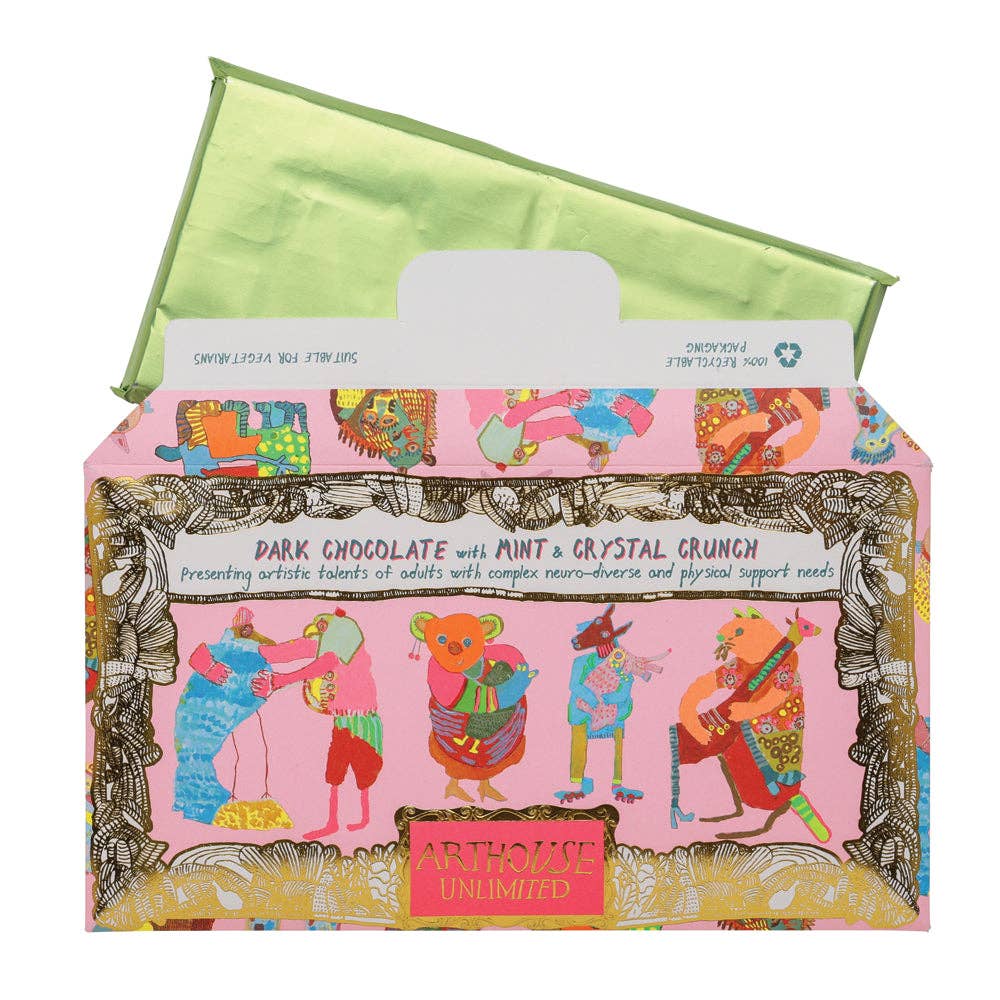 Hugging Animals - Dark Chocolate with Mint & Crystal Crunch