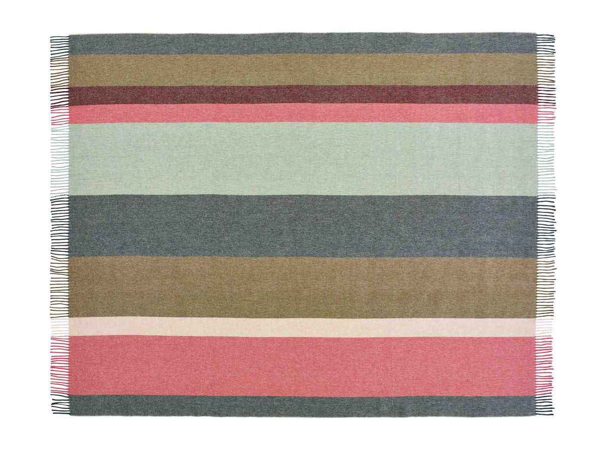 Block Stripe Merino Throw -  Pink Green