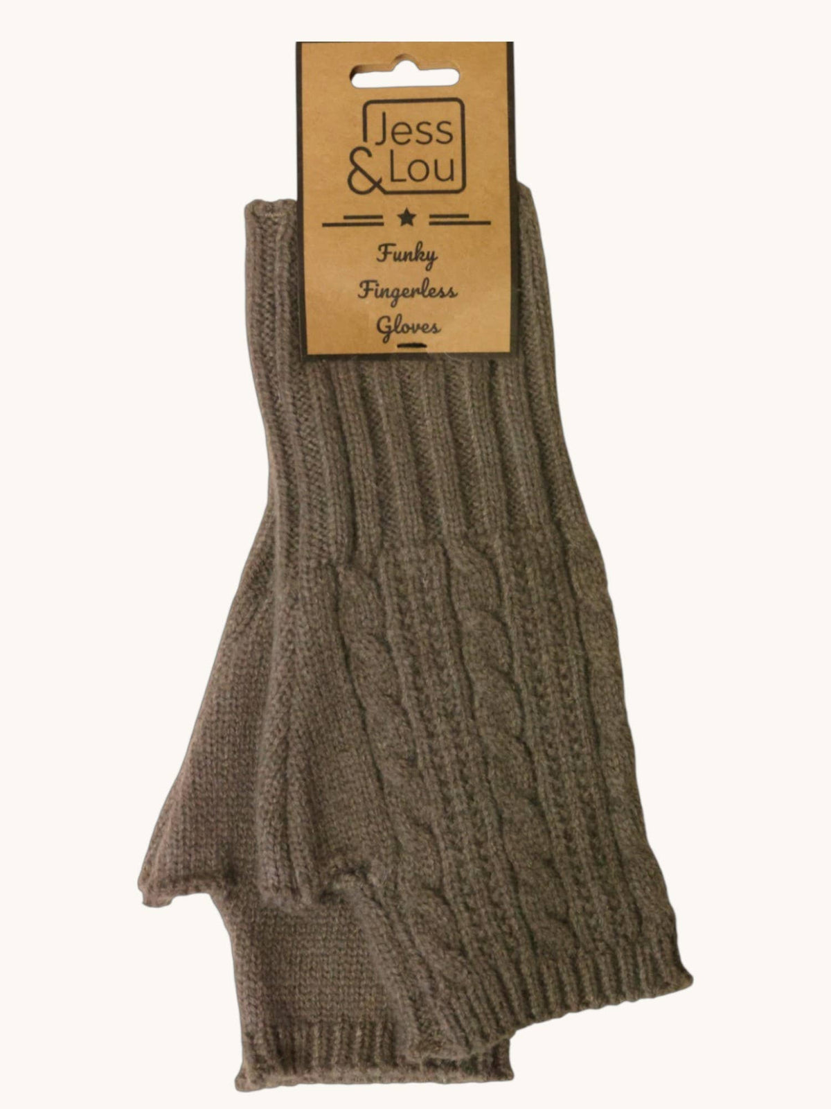 Cappuccino Cosy Cable Knit Fingerless Gloves