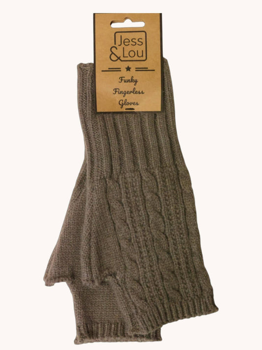 Cappuccino Cosy Cable Knit Fingerless Gloves