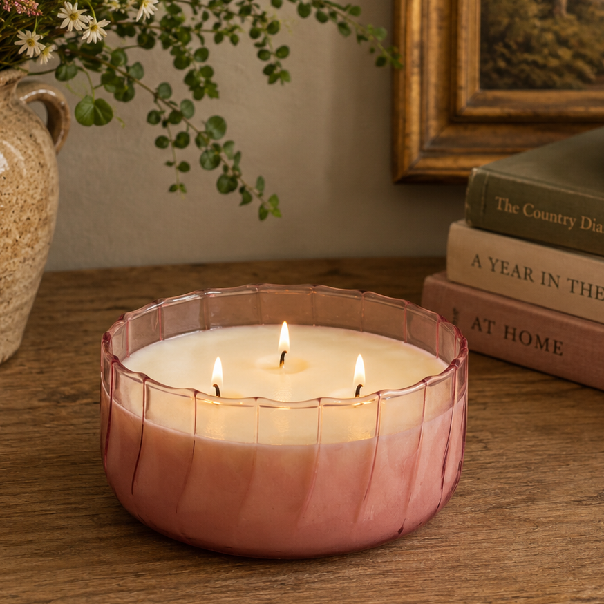 Ripple Glass Candle  - Desert Peach