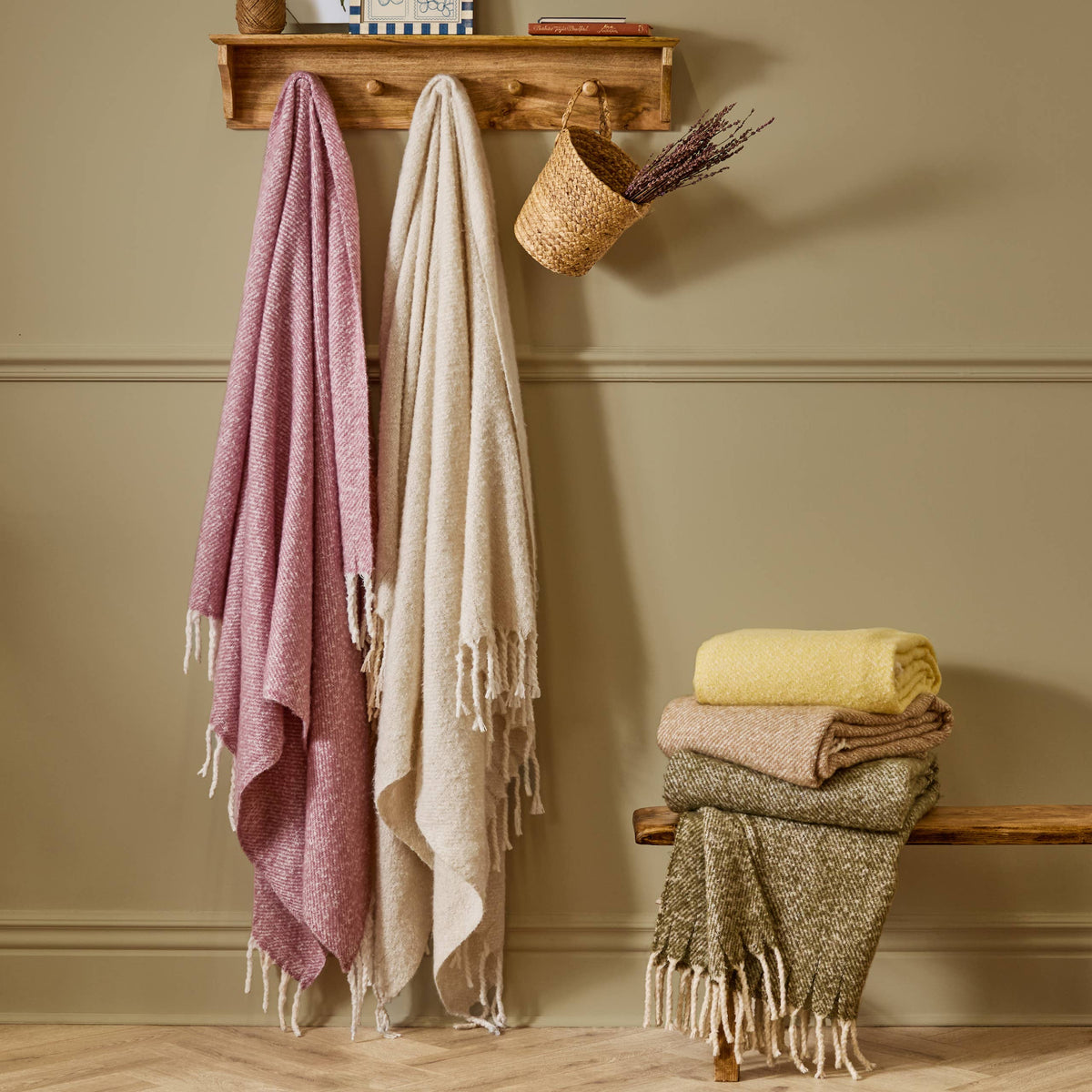 Isla Woven Tasselled Throw Heather: Heather