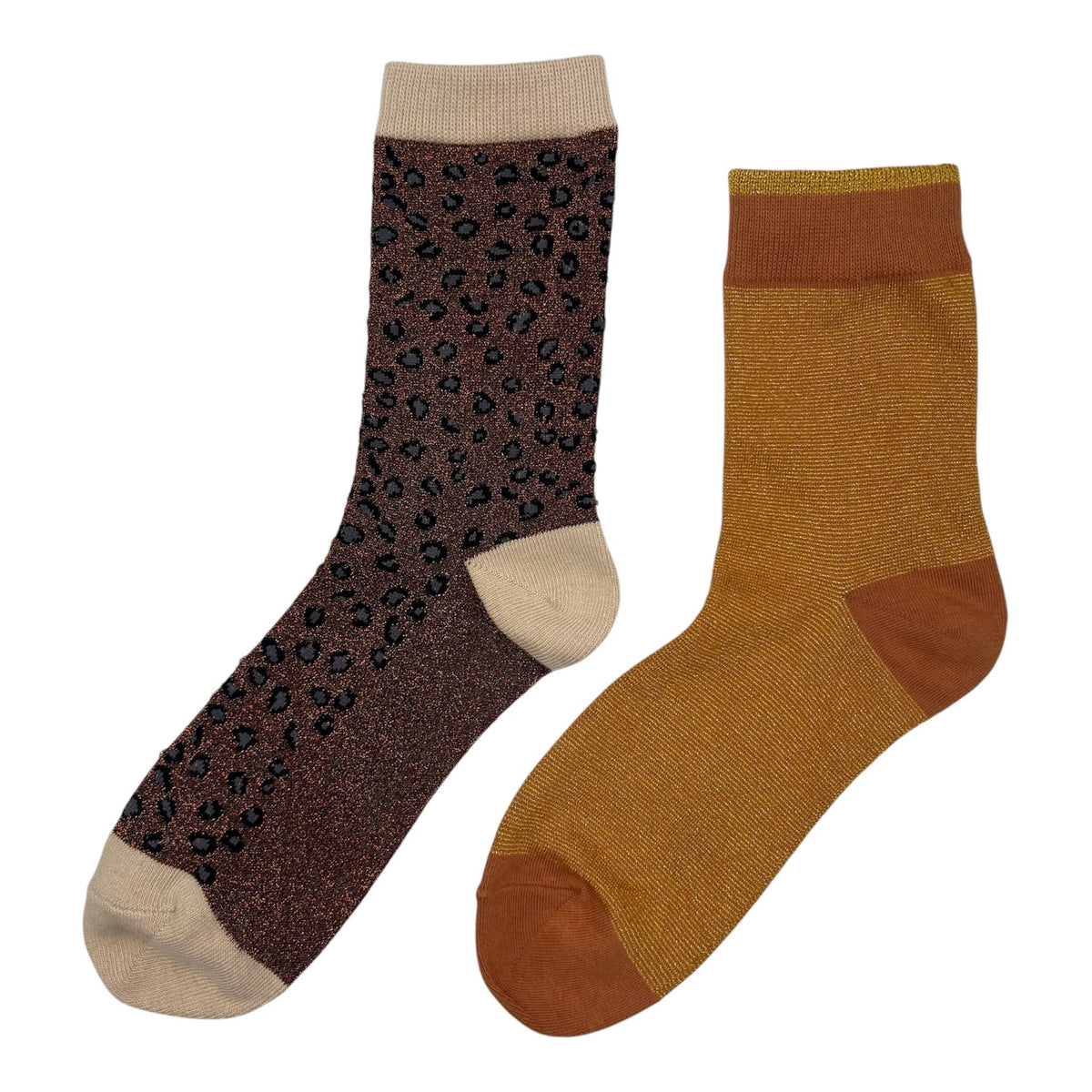 Copper Sparkly & Cheetah Sock Box Duo