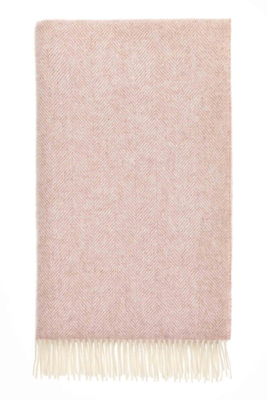Herringbone British Wool Throw - Pink