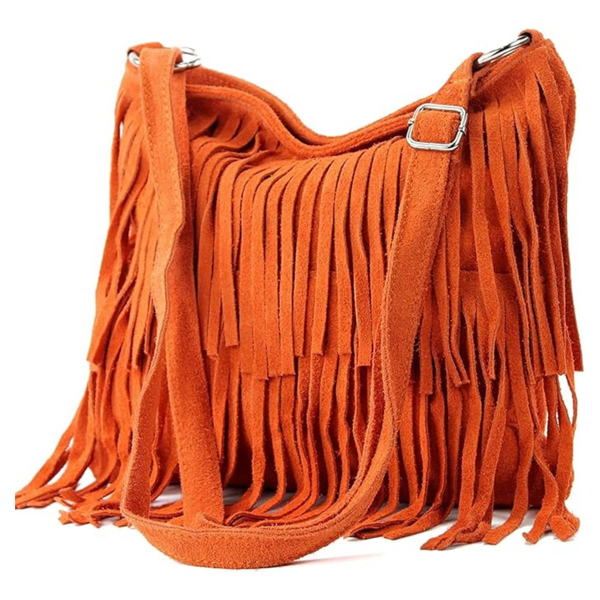 Italian Leather Tassle Crossbody Bag - Khaki