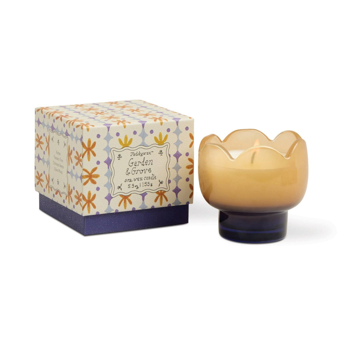 Orange and Blue Glass Candle - Garden & Grove