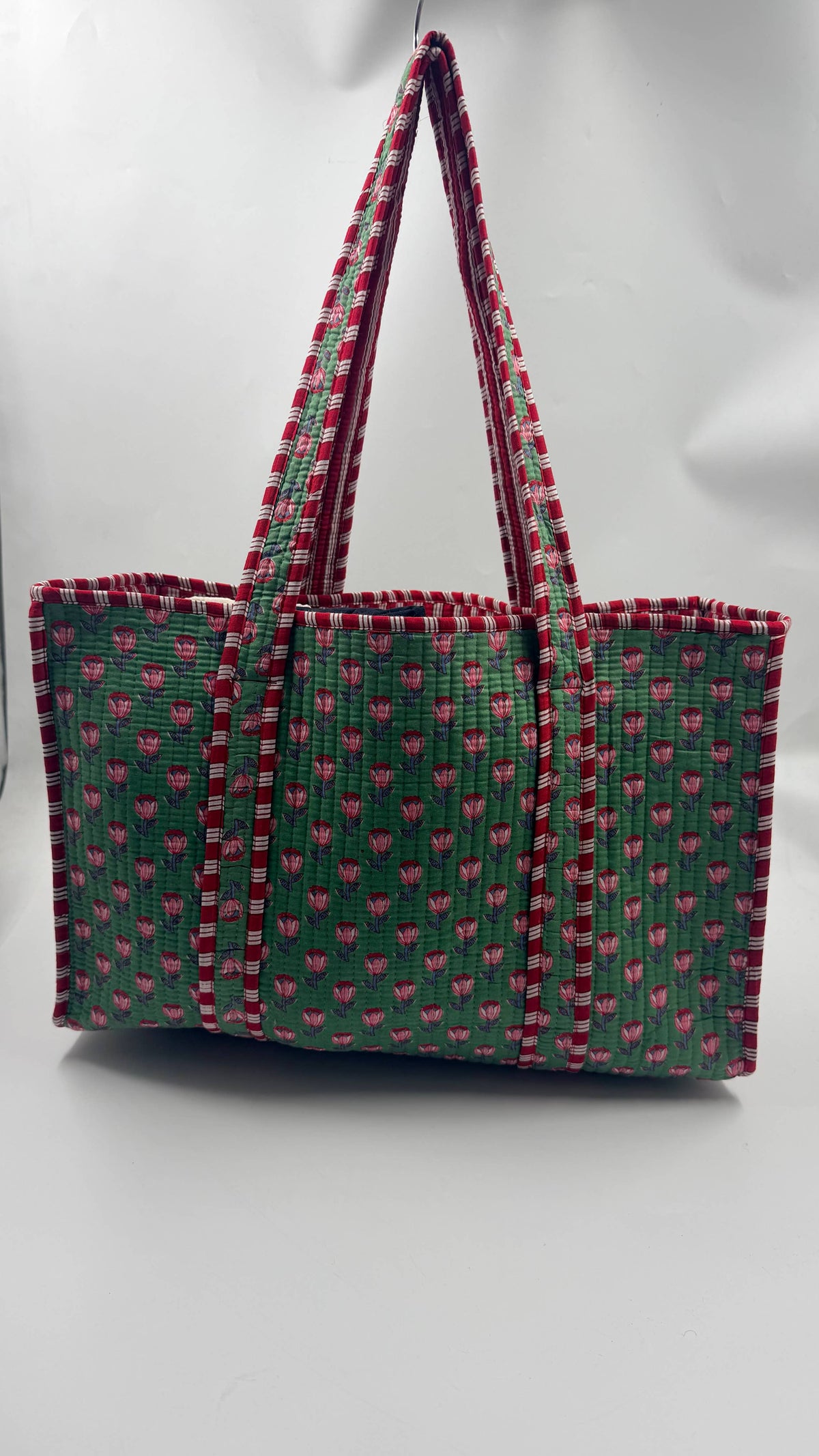 100% Cotton Kantha Quilted Boho Reversible Medium Tote Bag