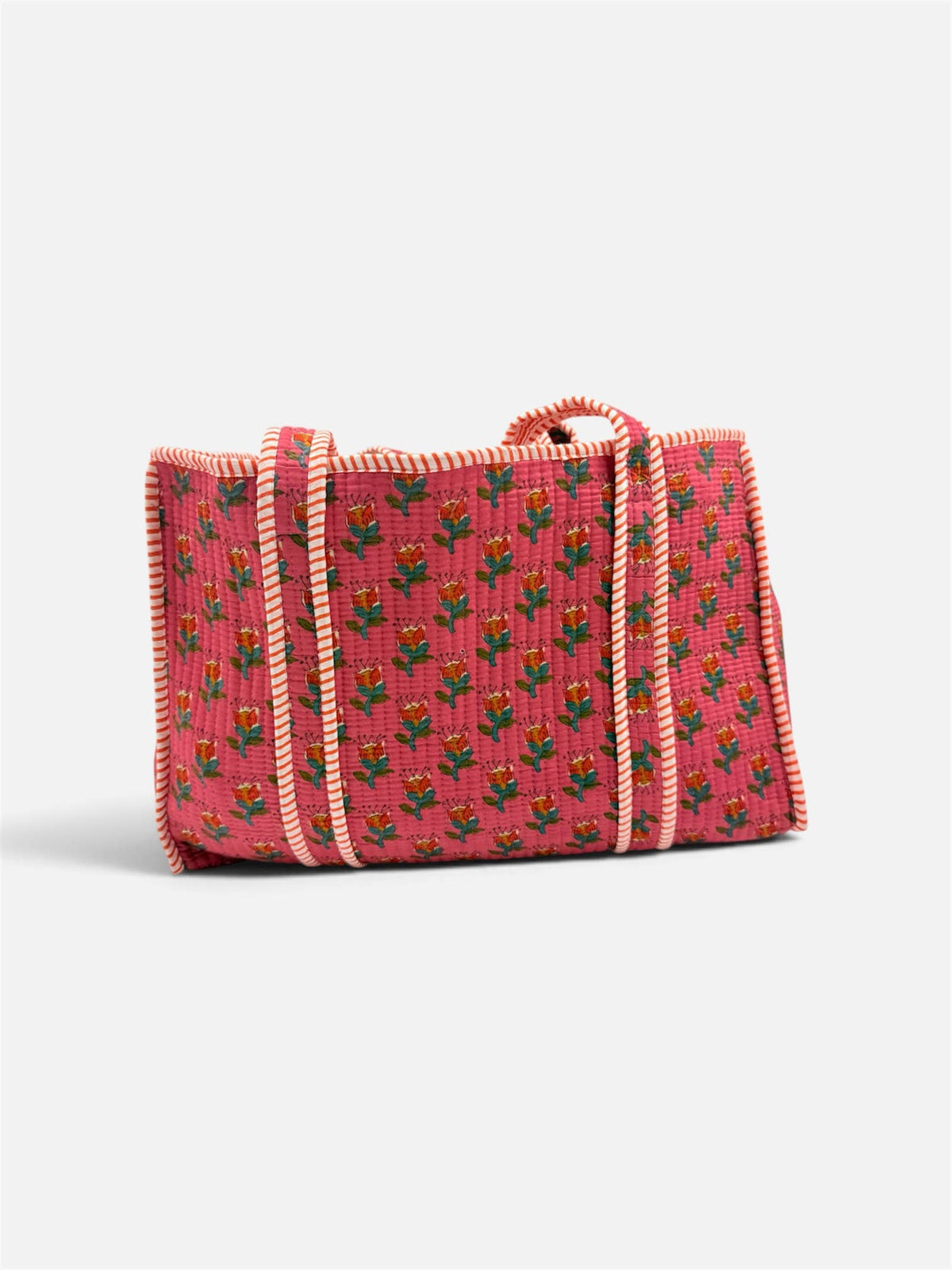 Cotton Kantha Quilted Boho Reversible Tote Bag - Medium