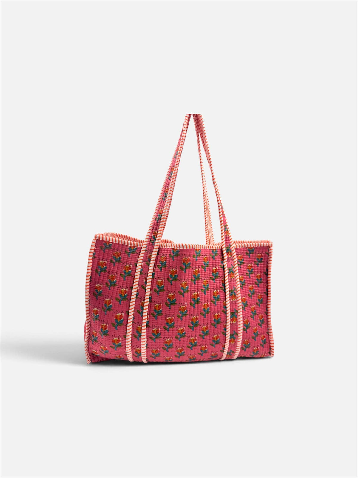 Cotton Kantha Quilted Boho Reversible Tote Bag - Medium