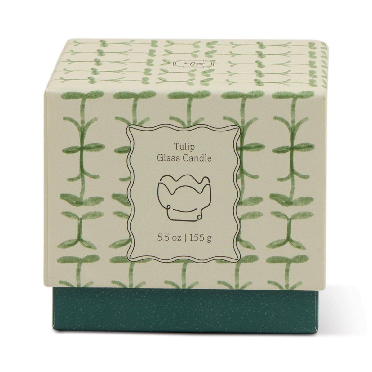 Tulip Green and Dark Green Glass Candle - Verbena & Lemongrass