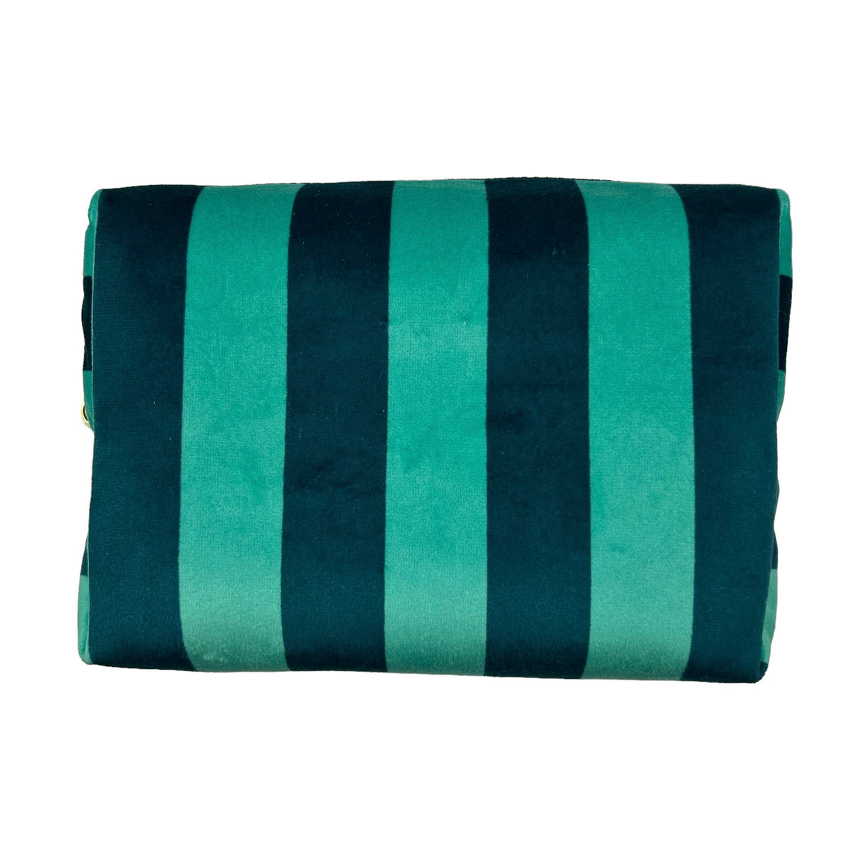 Teal Stripe Makeup Bag - Large