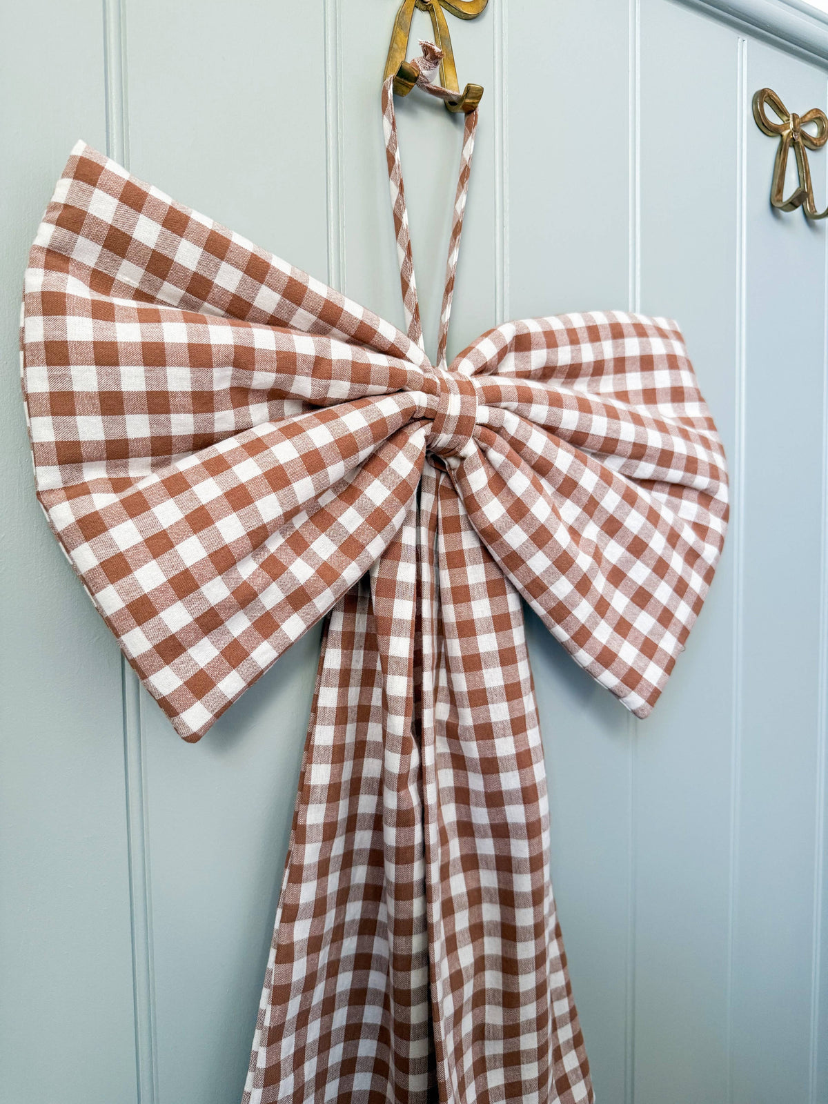 Teddybear Brown Gingham Bow