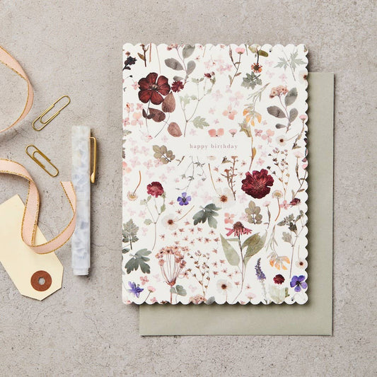 L&L Pressed Floral Card Birthday Card