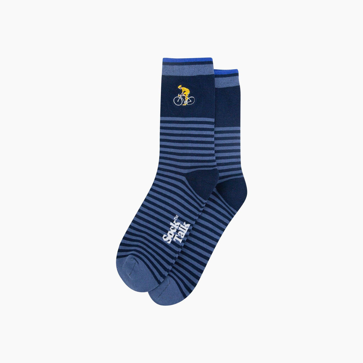 Embroidered Cyclist Striped Combed Cotton Socks