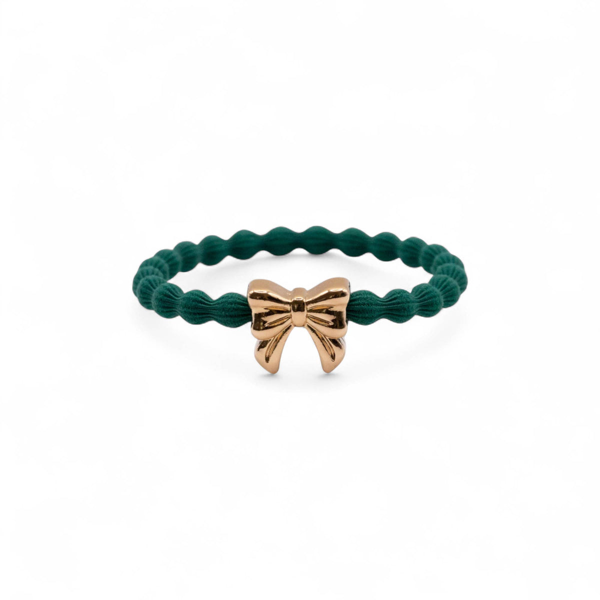 Wave Hair Tie with Gold Bow Charm (Various Colours): Hot Pink