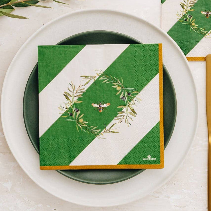 Olive & Bee Napkins - Luncheon
