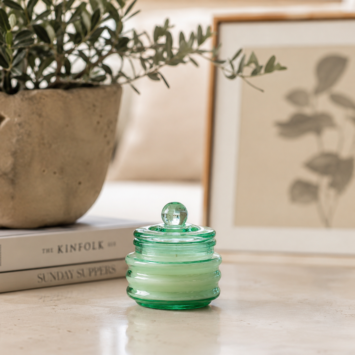 Glass Candle in Green - Misted Lime
