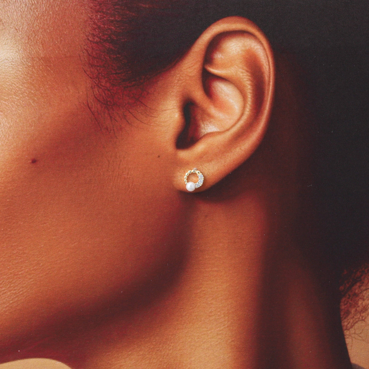 Full Moon Pearl Gold Plated Earrings