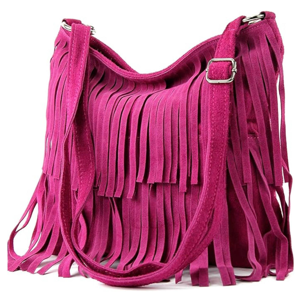 Italian Leather Tassle Crossbody Bag - Khaki