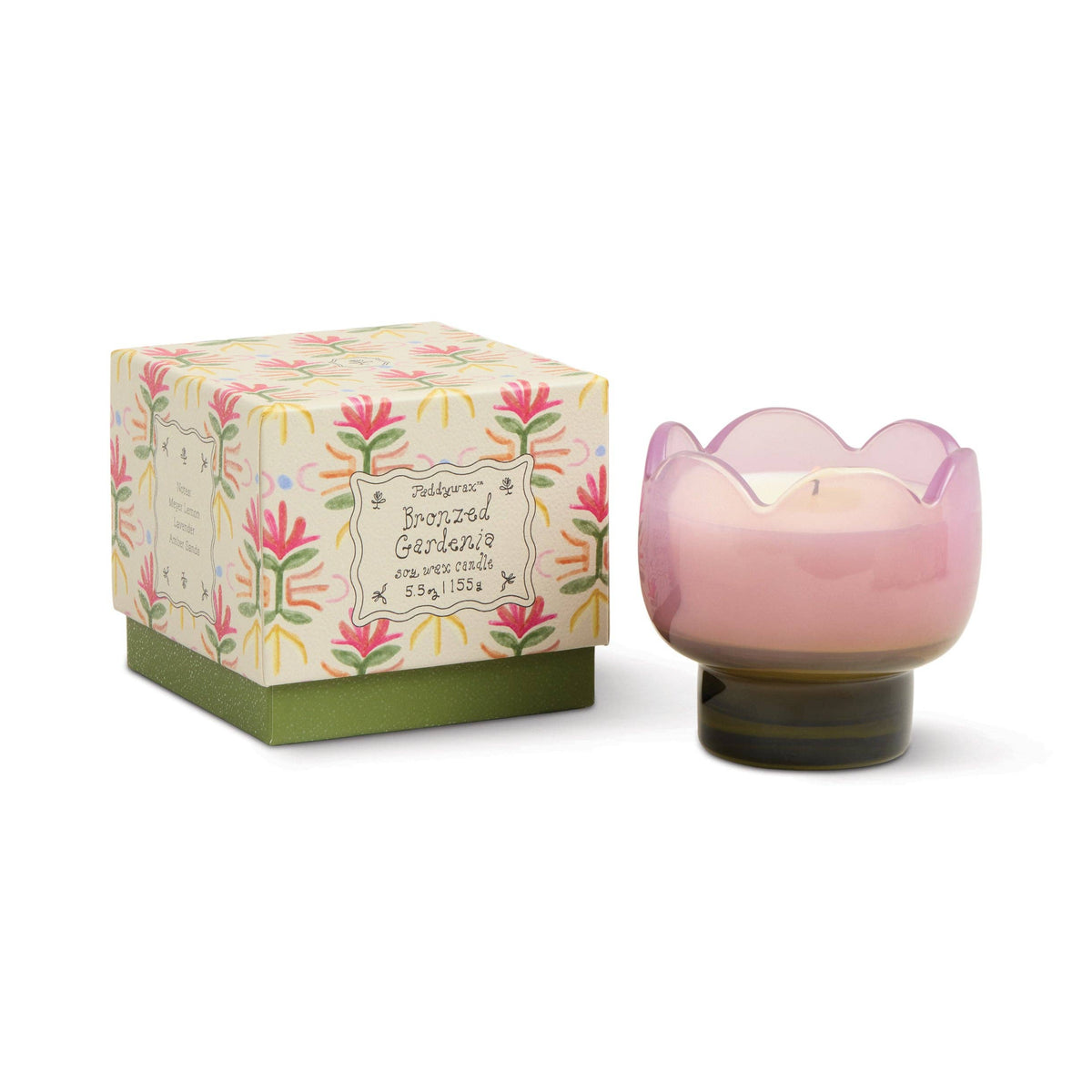 Purple and Green Glass Candle - Bronzed Gardenia