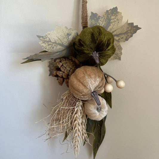 Autumn Forest Pumpkin Taupe - Moss Green Swag Pack of 3