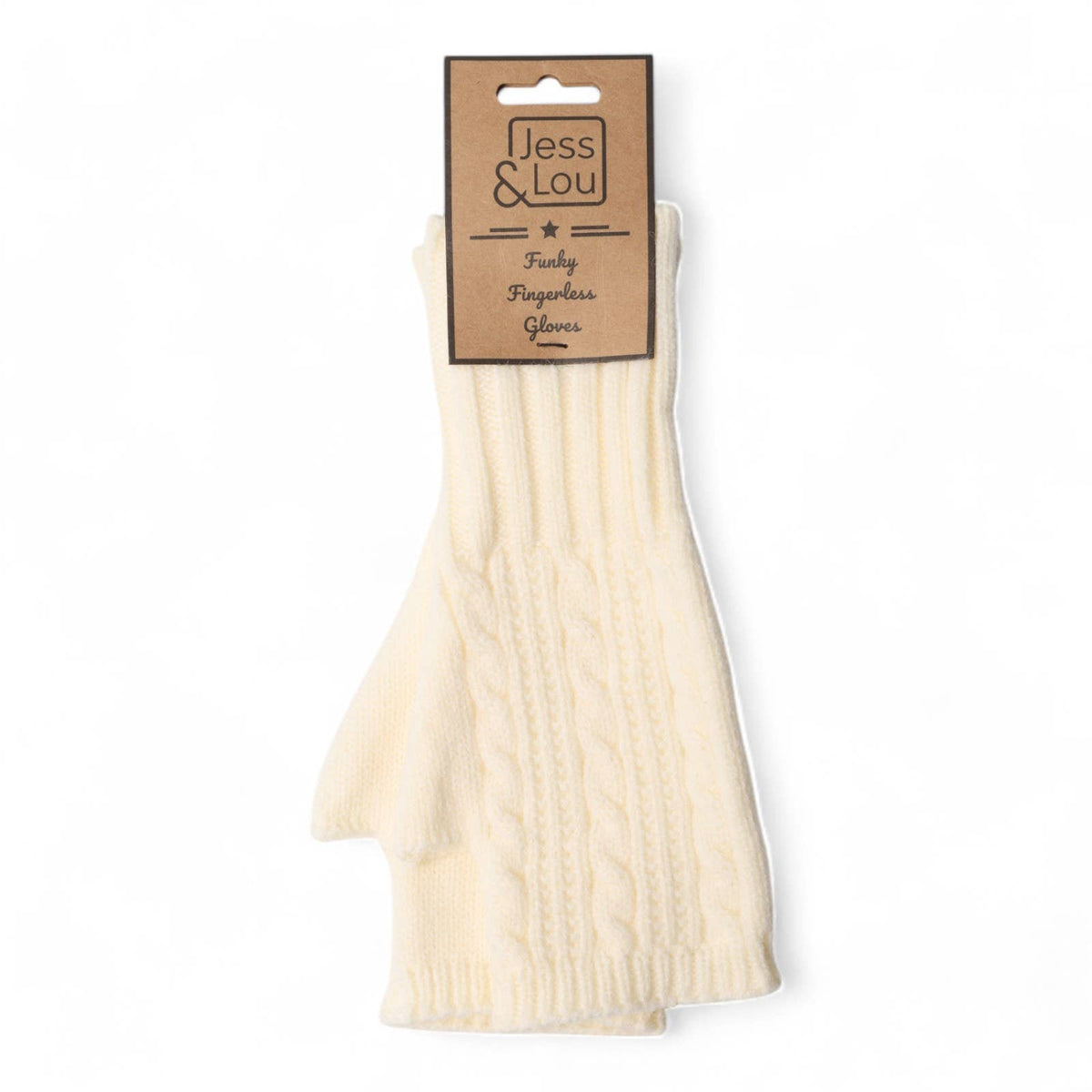 Cream Cosy Cable Knit Fingerless Gloves