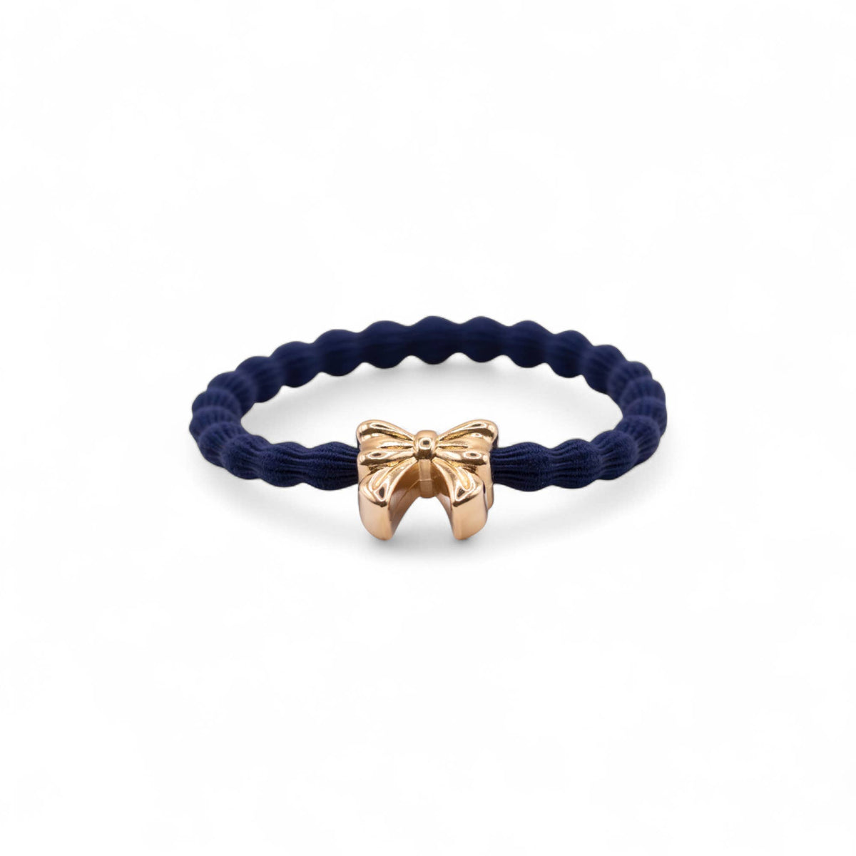 Wave Hair Tie with Gold Bow Charm (Various Colours): Hot Pink