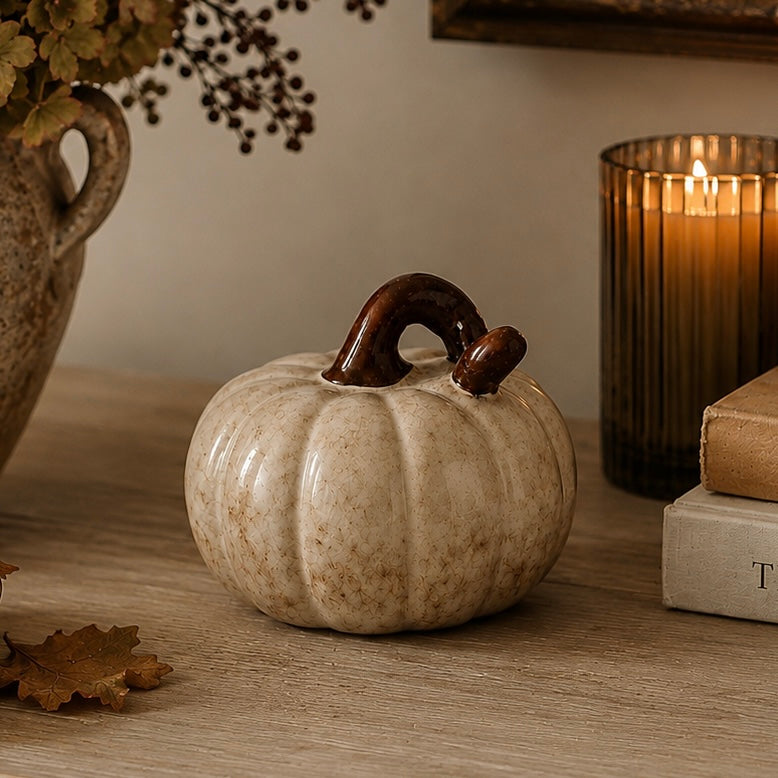 Cream Ceramic Pumpkin