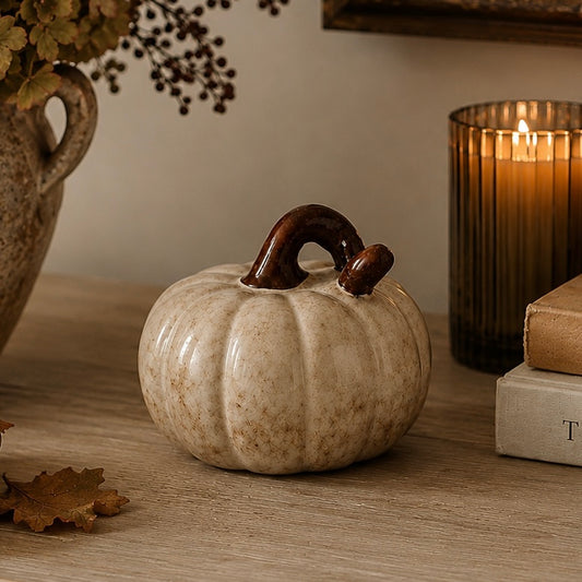 Cream Ceramic Pumpkin
