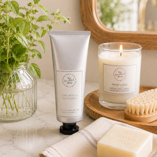 Lime, Basil & Mandarin - Cocoa and Shea Butter Hand Cream by The Rounded House