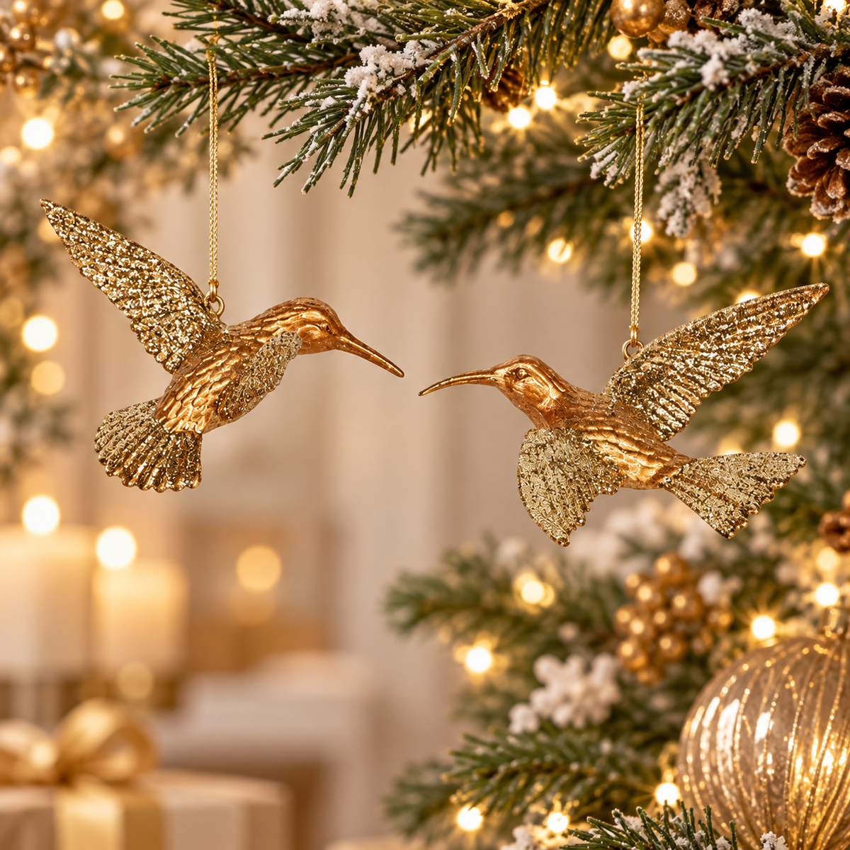 Copper Sparkling Hummingbird Decoration