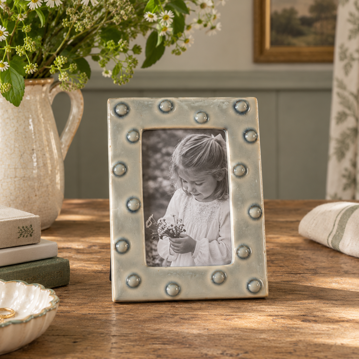 Blue Wash Ceramic Photoframe
