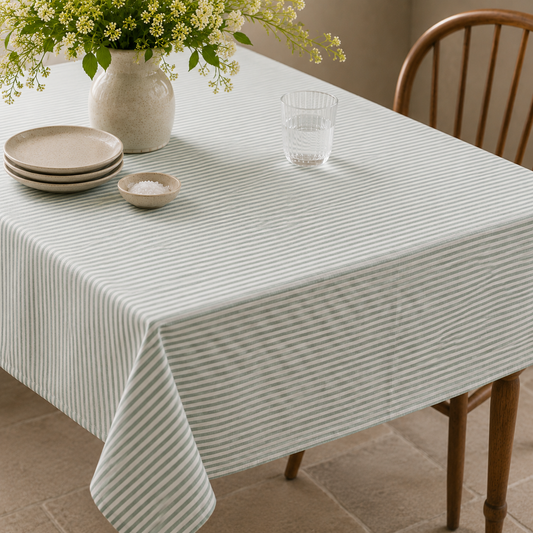 Gisela Graham Teal Stripe Table Cloth