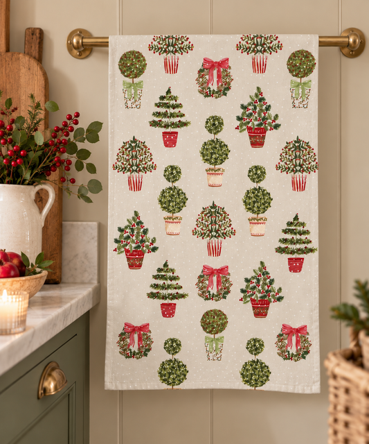 Christmas Topiary Tea Towel