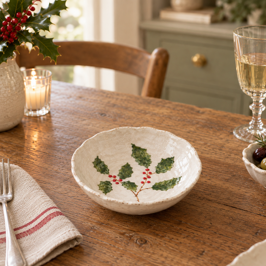 Holly & Berries Pasta/Serving Bowl