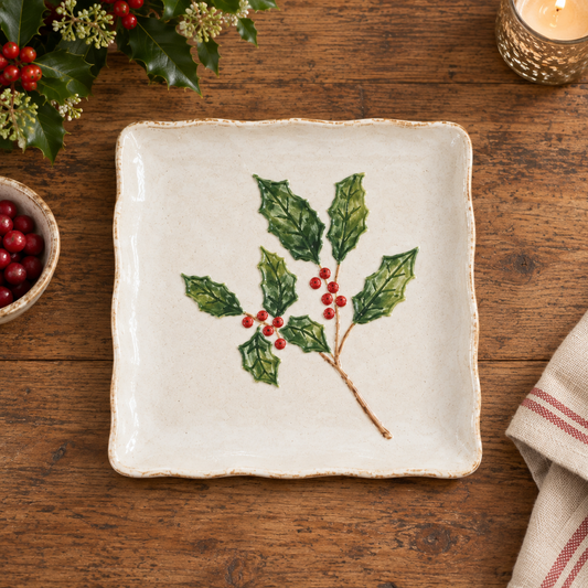 Holly and Berries Square Plate