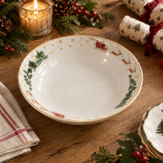 Bone China Nostalgic Santa Serving Bowl