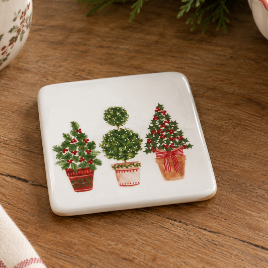 Porcelain Topiary Design Coaster