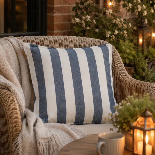 Navy Stripe Outdoor/Indoor Cushion