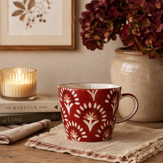 Burgundy Fan Design Mug
